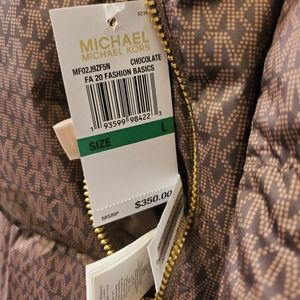 織り柄チェック MICHAEL KORS Logo Puffer Jacket 総柄 Sサイズ